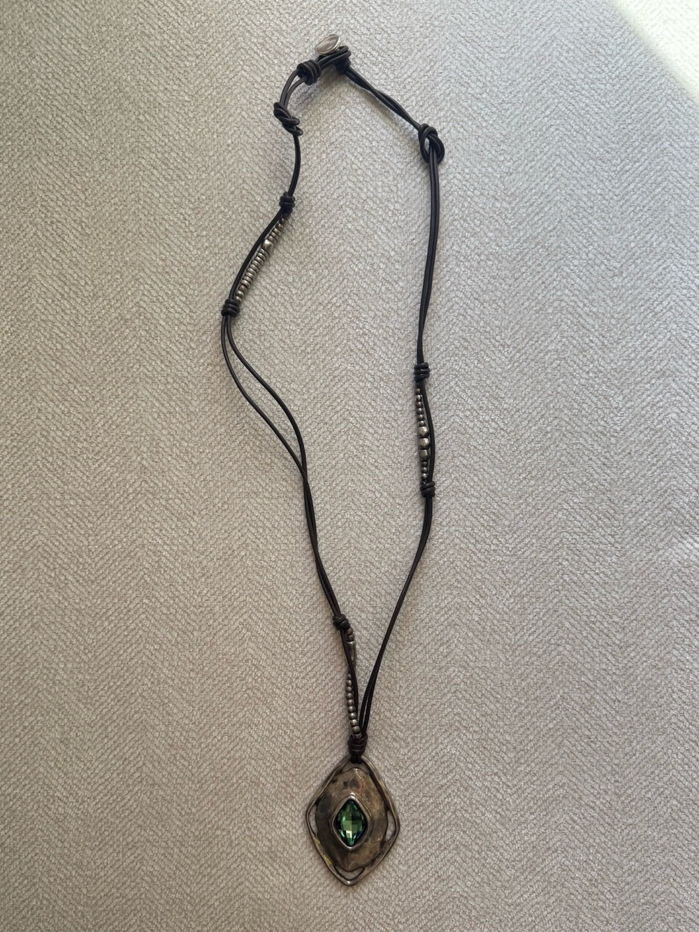 UNO de 50 cord necklace with green crystal pendant